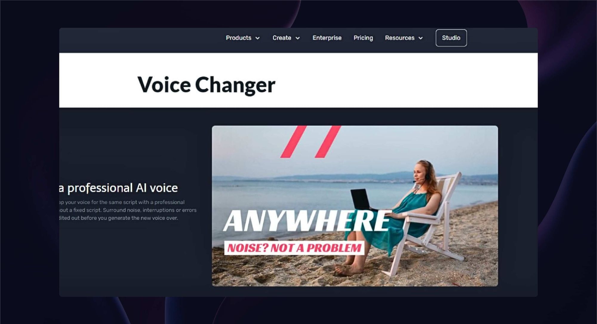 Murf AI's voice changer feature, usable anywhere, including beachside locations